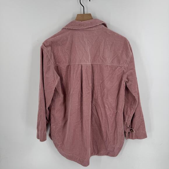 Madewell Pink Corduroy Button Front Shacket Utility Pockets Women’s Small - Picture 2 of 7